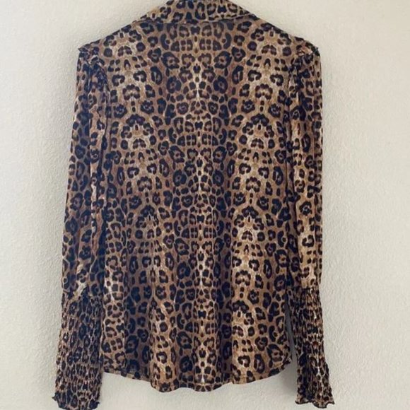Ember Women's Stretch Blouse Button Down Animal Print Cougar Size Small - Picture 4 of 8